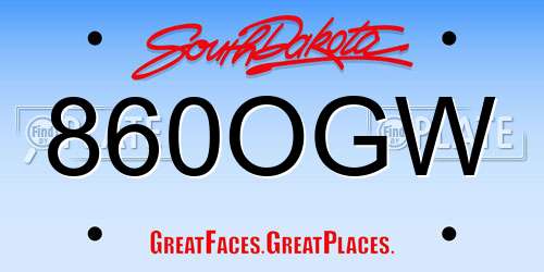 860OGW South Dakota License Plate