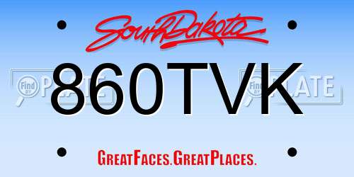 860TVK South Dakota License Plate