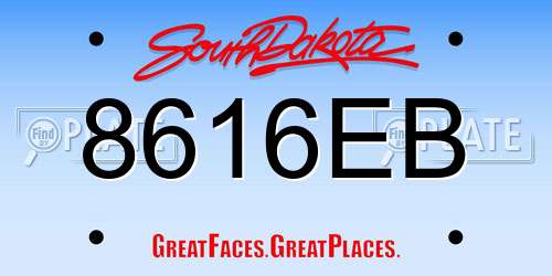 8616EB South Dakota License Plate