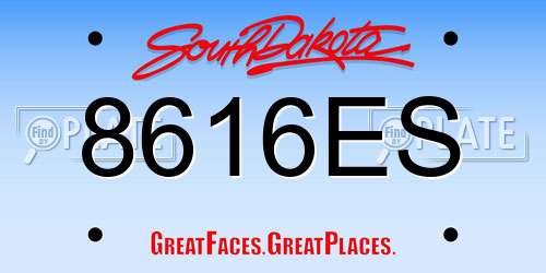 8616ES South Dakota License Plate