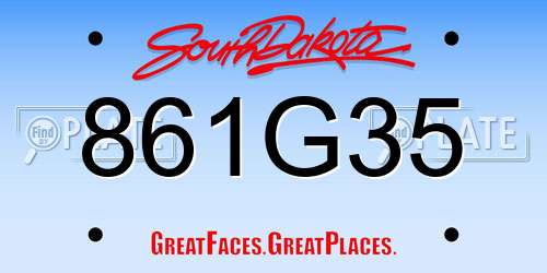 861G35 South Dakota License Plate