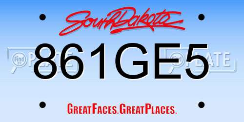 861GE5 South Dakota License Plate
