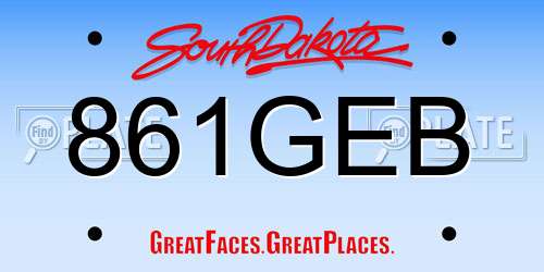 861GEB South Dakota License Plate