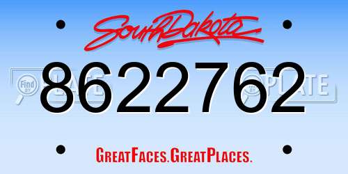 8622762 South Dakota License Plate
