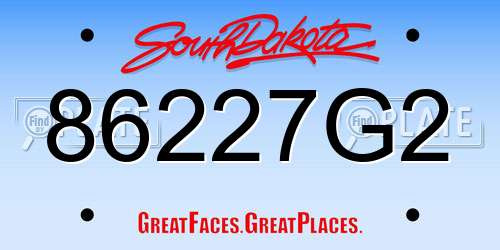 86227G2 South Dakota License Plate