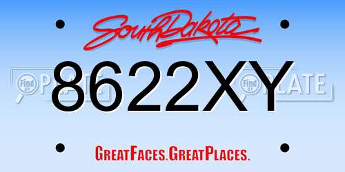 8622XY South Dakota License Plate