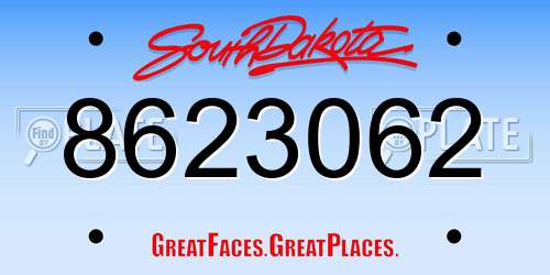 8623062 South Dakota License Plate