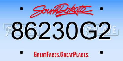 86230G2 South Dakota License Plate