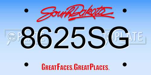 8625SG South Dakota License Plate