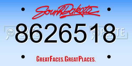 8626518 South Dakota License Plate