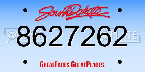 8627262 South Dakota License Plate