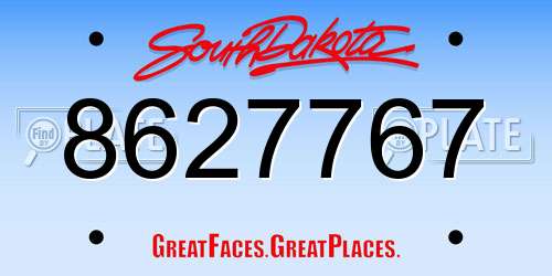 8627767 South Dakota License Plate