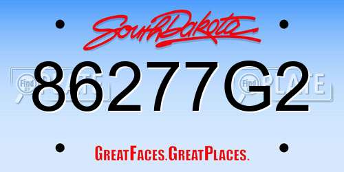 86277G2 South Dakota License Plate