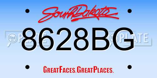 8628BG South Dakota License Plate