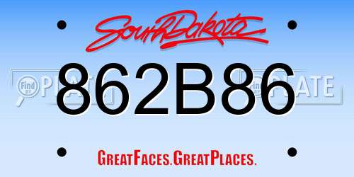 862B86 South Dakota License Plate