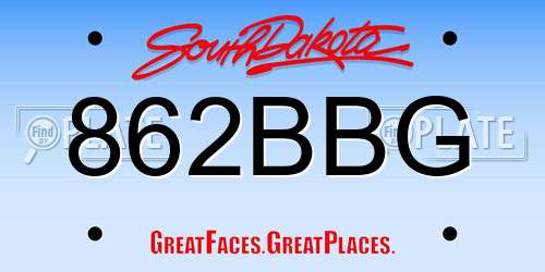 862BBG South Dakota License Plate