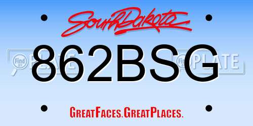862BSG South Dakota License Plate