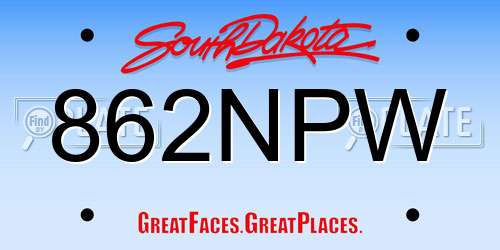 862NPW South Dakota License Plate