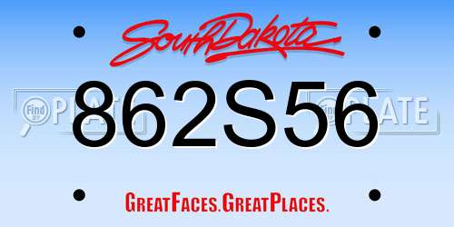 862S56 South Dakota License Plate