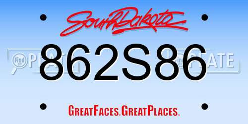 862S86 South Dakota License Plate