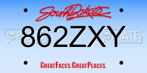 862ZXY South Dakota License Plate