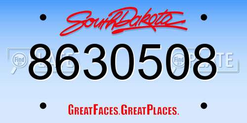 8630508 South Dakota License Plate
