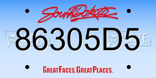 86305D5 South Dakota License Plate