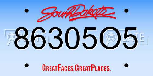 86305O5 South Dakota License Plate