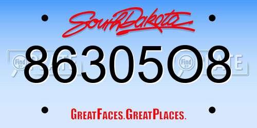 86305O8 South Dakota License Plate