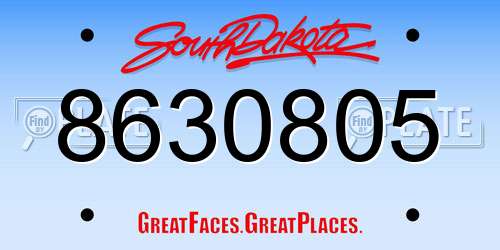 8630805 South Dakota License Plate