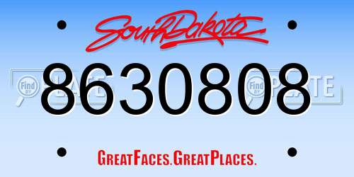 8630808 South Dakota License Plate