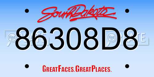 86308D8 South Dakota License Plate