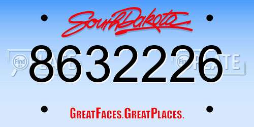 8632226 South Dakota License Plate