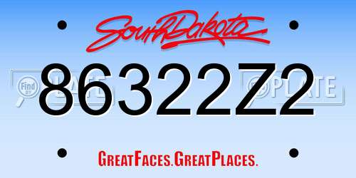 86322Z2 South Dakota License Plate