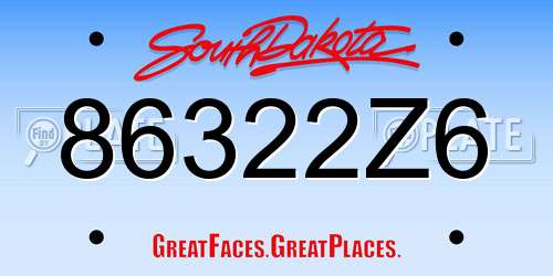 86322Z6 South Dakota License Plate