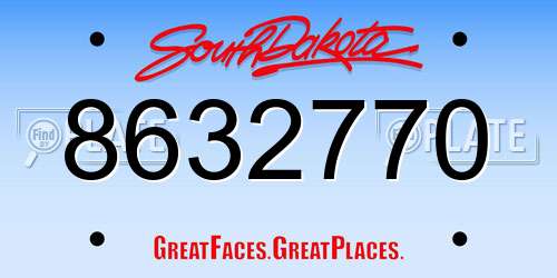 8632770 South Dakota License Plate