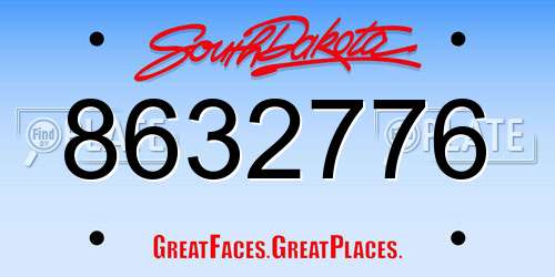 8632776 South Dakota License Plate