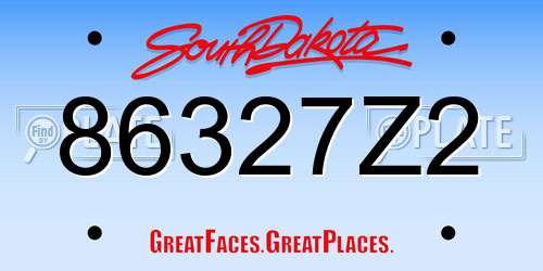 86327Z2 South Dakota License Plate