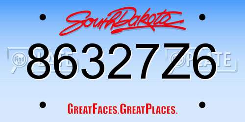 86327Z6 South Dakota License Plate