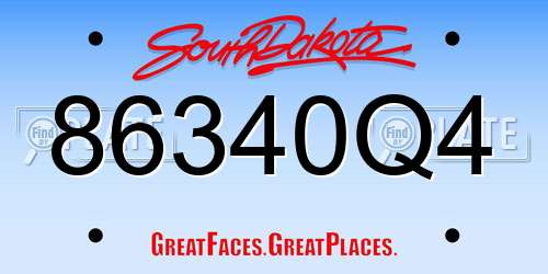 86340Q4 South Dakota License Plate