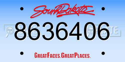 8636406 South Dakota License Plate