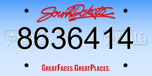 8636414 South Dakota License Plate