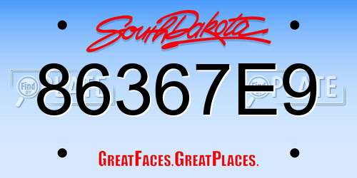 86367E9 South Dakota License Plate