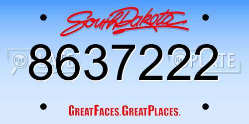 8637222 South Dakota License Plate