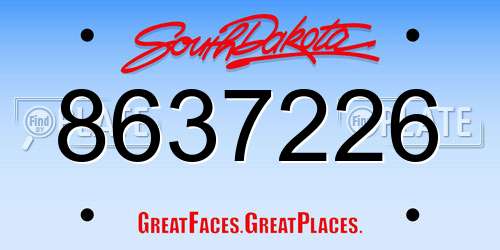 8637226 South Dakota License Plate