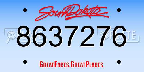 8637276 South Dakota License Plate