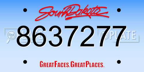 8637277 South Dakota License Plate