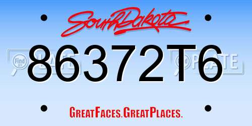 86372T6 South Dakota License Plate