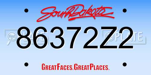 86372Z2 South Dakota License Plate