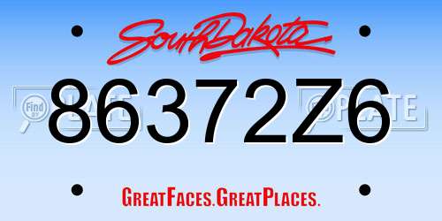 86372Z6 South Dakota License Plate